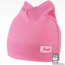 Bavlněná kojenecká čepice Čertík - vzor 16 - růžová