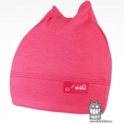 Bavlněná kojenecká čepice Čertík - vzor 17 - růžová neon