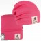 Bavlněná čepice s nákrčníkem Pastels DOUBLE set - vzor 35 - růžová neon