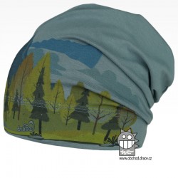 Bavlněná čepice Polo - vzor 42 - zelenomodrá, les