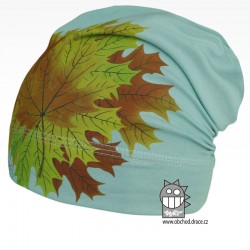 Bavlněná čepice Polo - vzor 32 - zelenomodrá světlá, listí