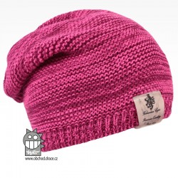 Pletená čepice Colors - vzor 25 - růžový melír NEON