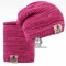 Čepice pletená a nákrčník Colors set - vzor 25 - růžový melír NEON