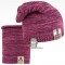 Čepice pletená a nákrčník Colors set - vzor 08 - růžový melír
