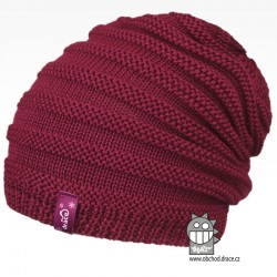 Merino pletená čepice Harmony - vzor 03 - růžová tmavá