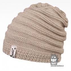 Merino pletená čepice Harmony - vzor 07 - béžová